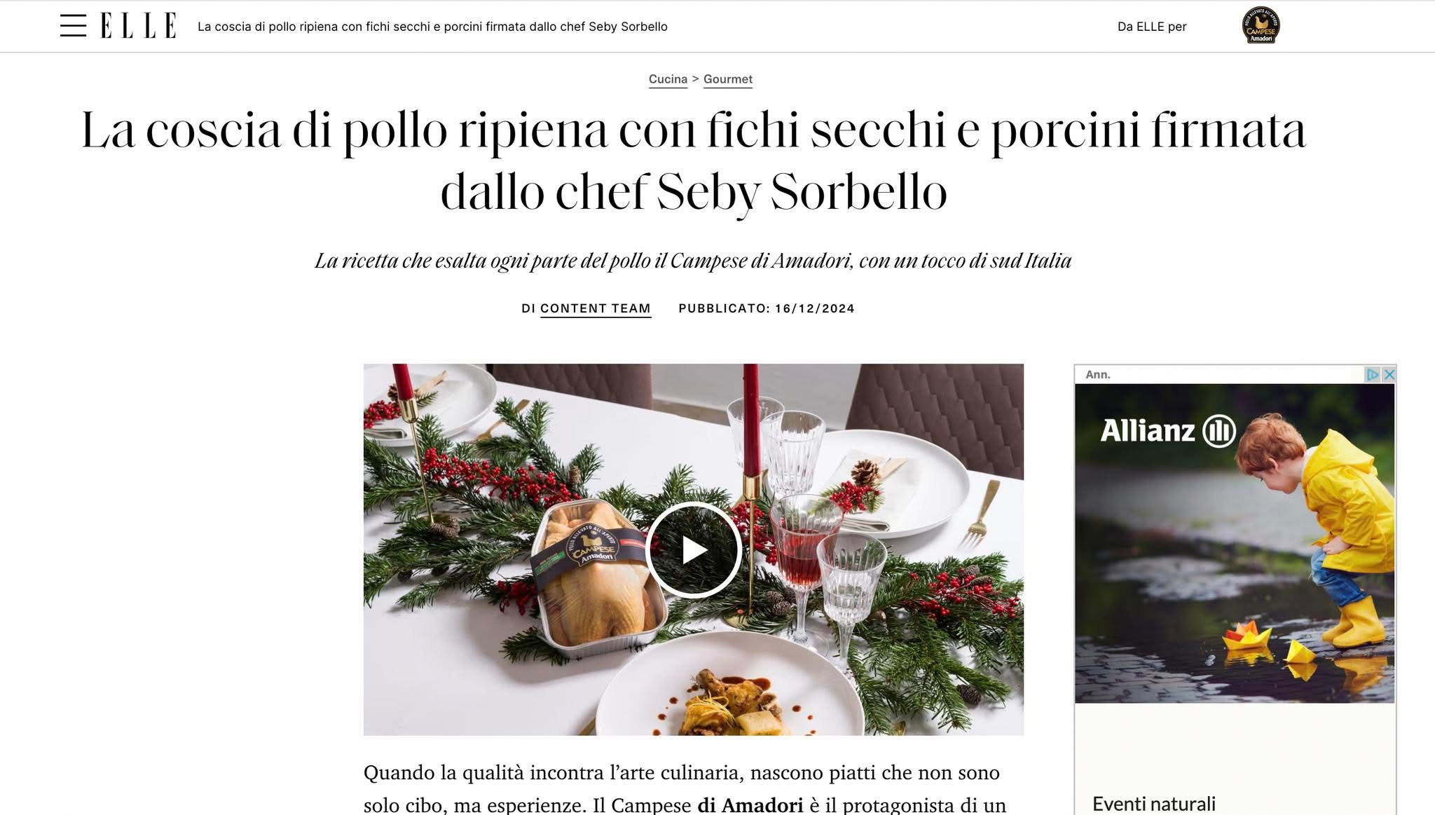 Elle: La coscia di pollo ripiena con fichi secchi e porcini firmata dallo chef Seby Sorbello